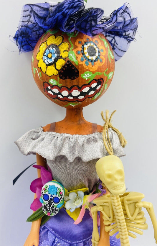 Barbie Pumpkin Head Art Doll Halloween Decoration Creepy Scary OOAK!