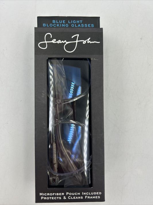 Sean John Blue Light Lenox Blocking Glasses Eyewear Power +0.00 New In Box