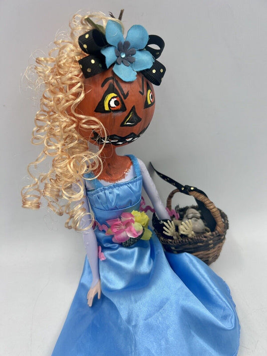 Barbie Pumpkin Head Art Doll Halloween Decoration Creepy Scary OOAK! I