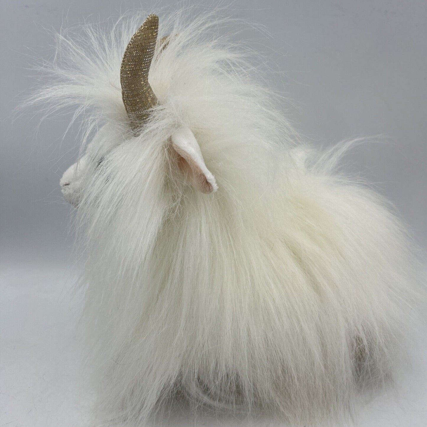 Aurora Justice Plush Mountain Goat White W/Gold Horn Stuffed Animal 10” Plush