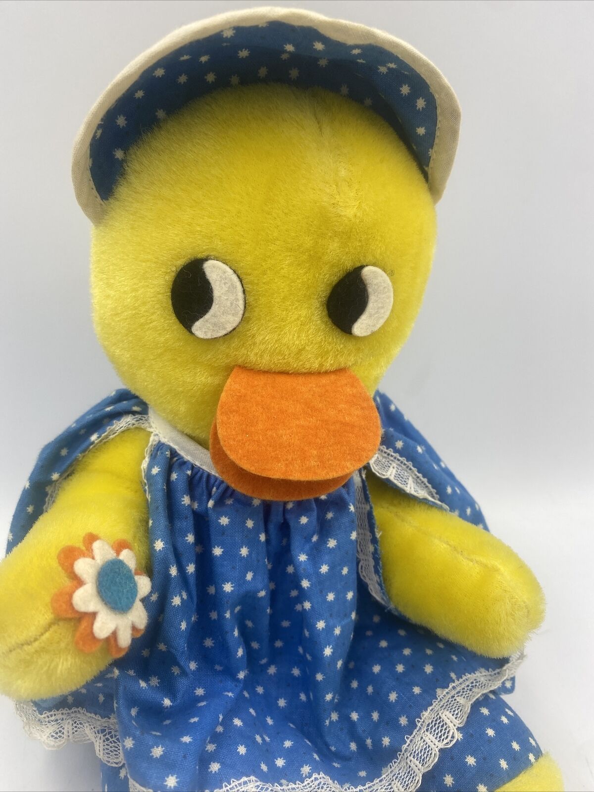 Vintage Knickerbocker Duck Yellow Orange Blue 8" Stuffed Plush Toy EUC!!!