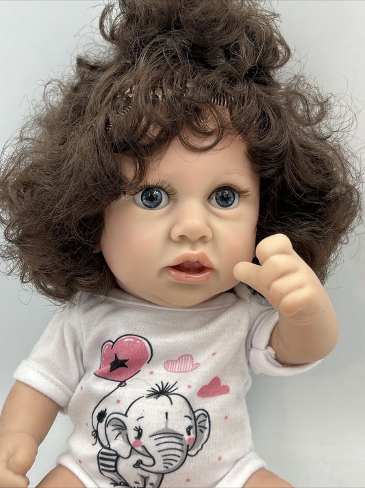 Reborn Baby Doll Realistic Newborn Doll 12 in RBG-46-1 Curly Brown Hair