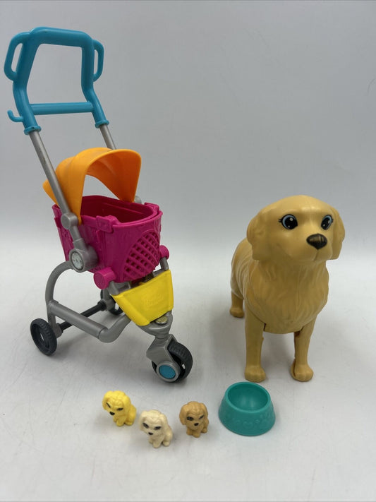 Barbie Pet Golden Retriever Pups Dog Taffy Replacement 3 Puppies w Stroll N Play
