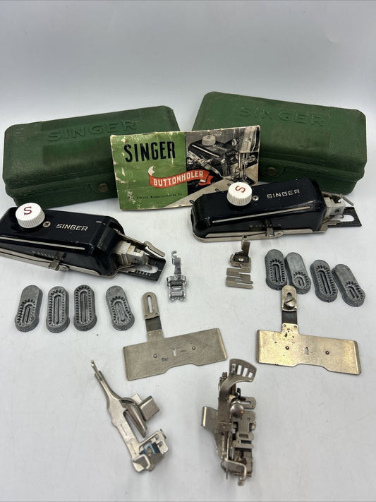 Vintage Singer LOT 2 Buttonholer 160506 Case Sewing Templates Instruction Book +