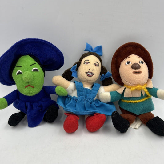 Vtg WIZARD OF OZ Mini 4” Plush Dolls Turner 1996 Wicked Witch Scarecrow Dorothy