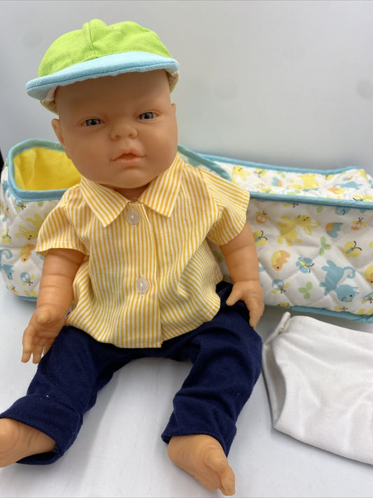 Vintage Berjusa Newborn Anatomically Correct Boy Baby 15” Doll Carrier