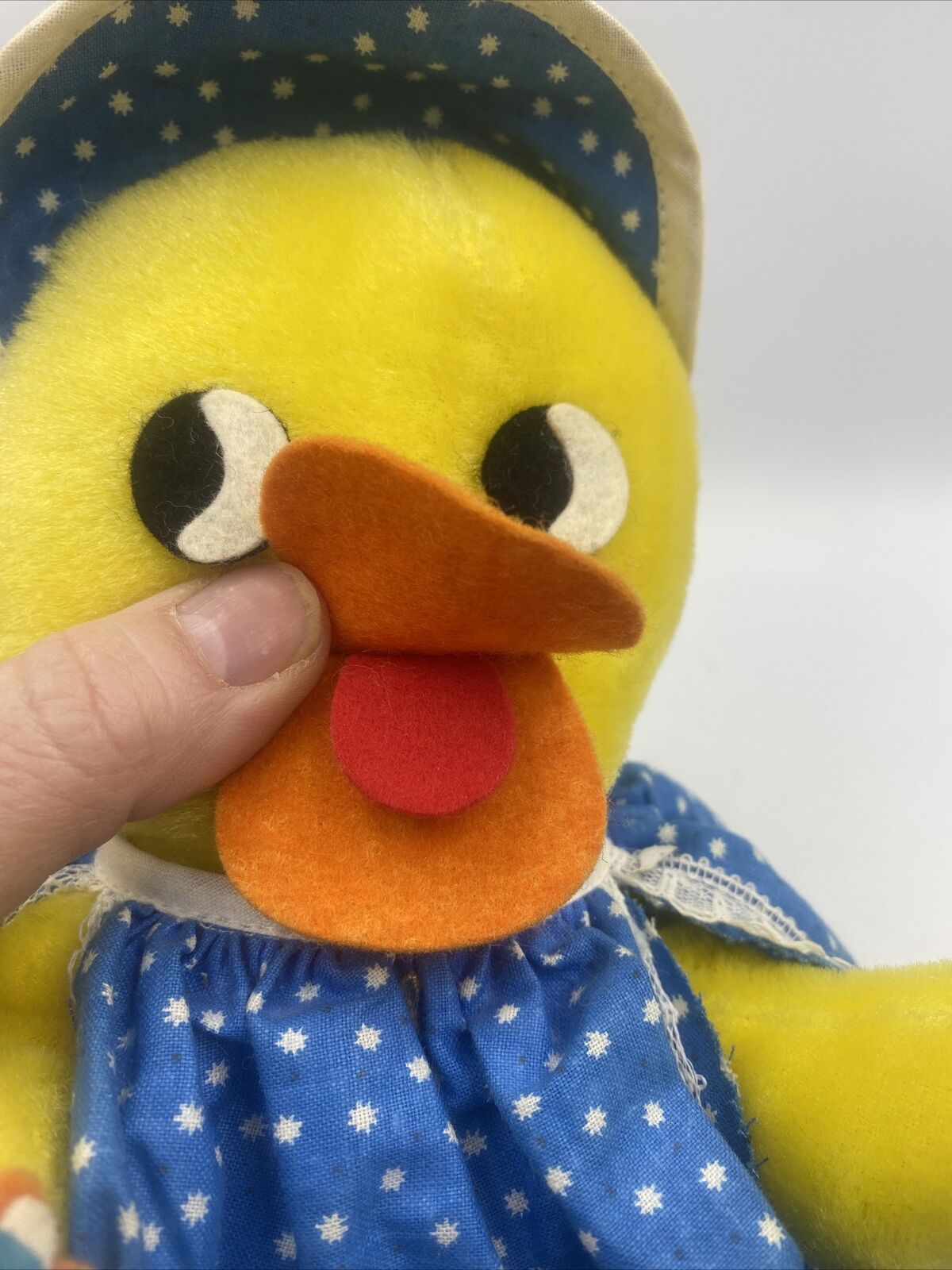 Vintage Knickerbocker Duck Yellow Orange Blue 8" Stuffed Plush Toy EUC!!!