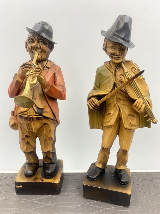 Vintage Set Of 2 Jazz Band Musician Resin Figures  6” Tall Made in Germany?