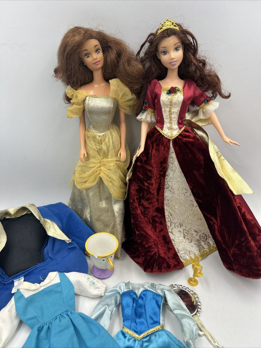 1966 & 99 Mattel Disney Barbie Doll Belle Beauty The Beast Lot (Twist & Turn)